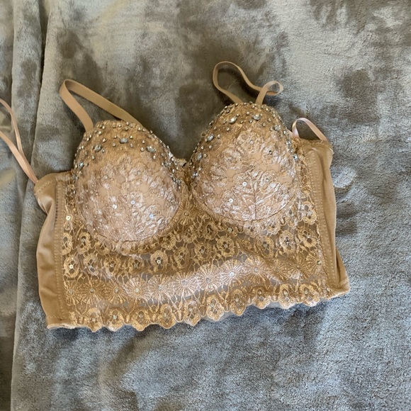 BEIGE RHINESTONE BUSTIER - Picture 2 of 2